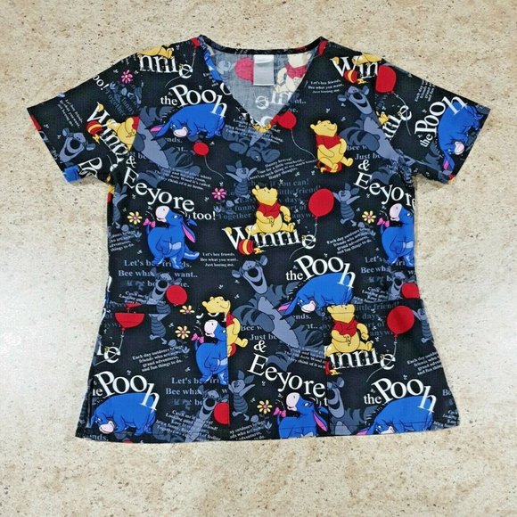 Disney Tops Disney Medical Scrub Xs Womens Pocket Winnie The Poo
